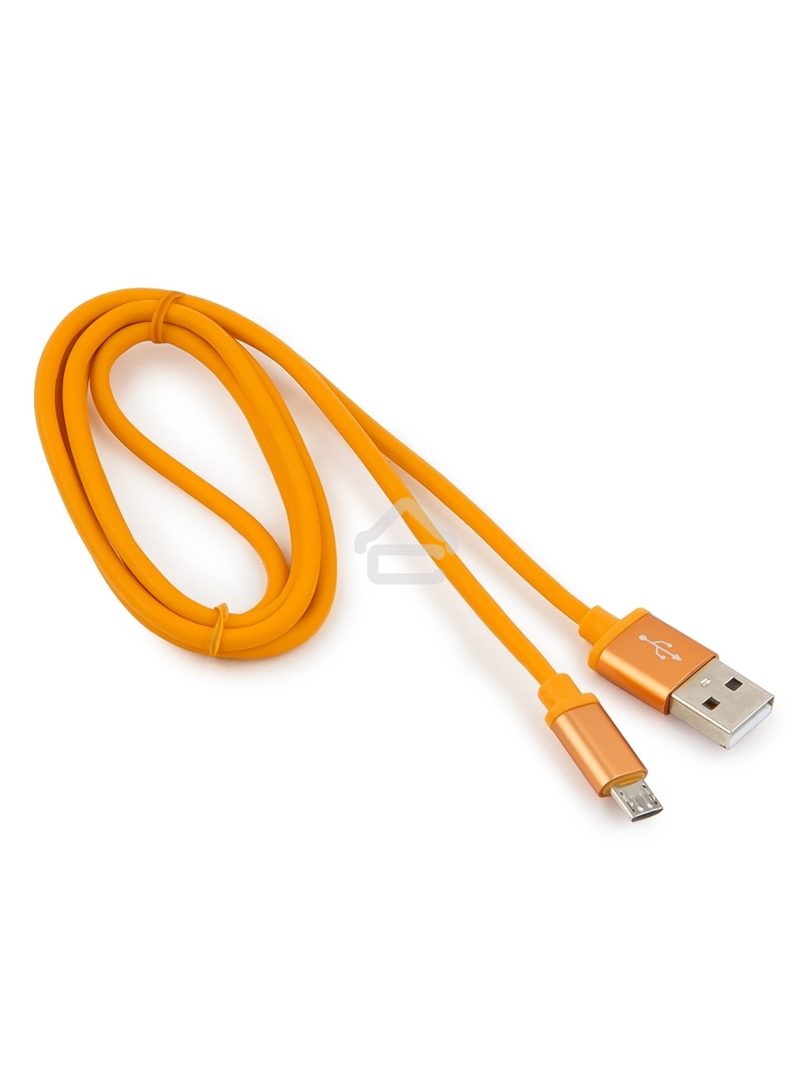 Кабель USB 2.0 Cablexpert CC-S-mUSB01O-1M, AM/microB, серия Silver, длина 1м, оранжевый, блистер 
