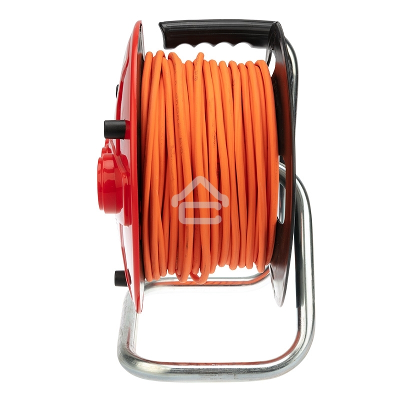 Удлинитель-шнур на катушке Rexant ПВС 3х1.0, 50 м, 4 гнезда, с/з, 10 А, 2200 Вт, IP20, оранжевый (Сделано в России)