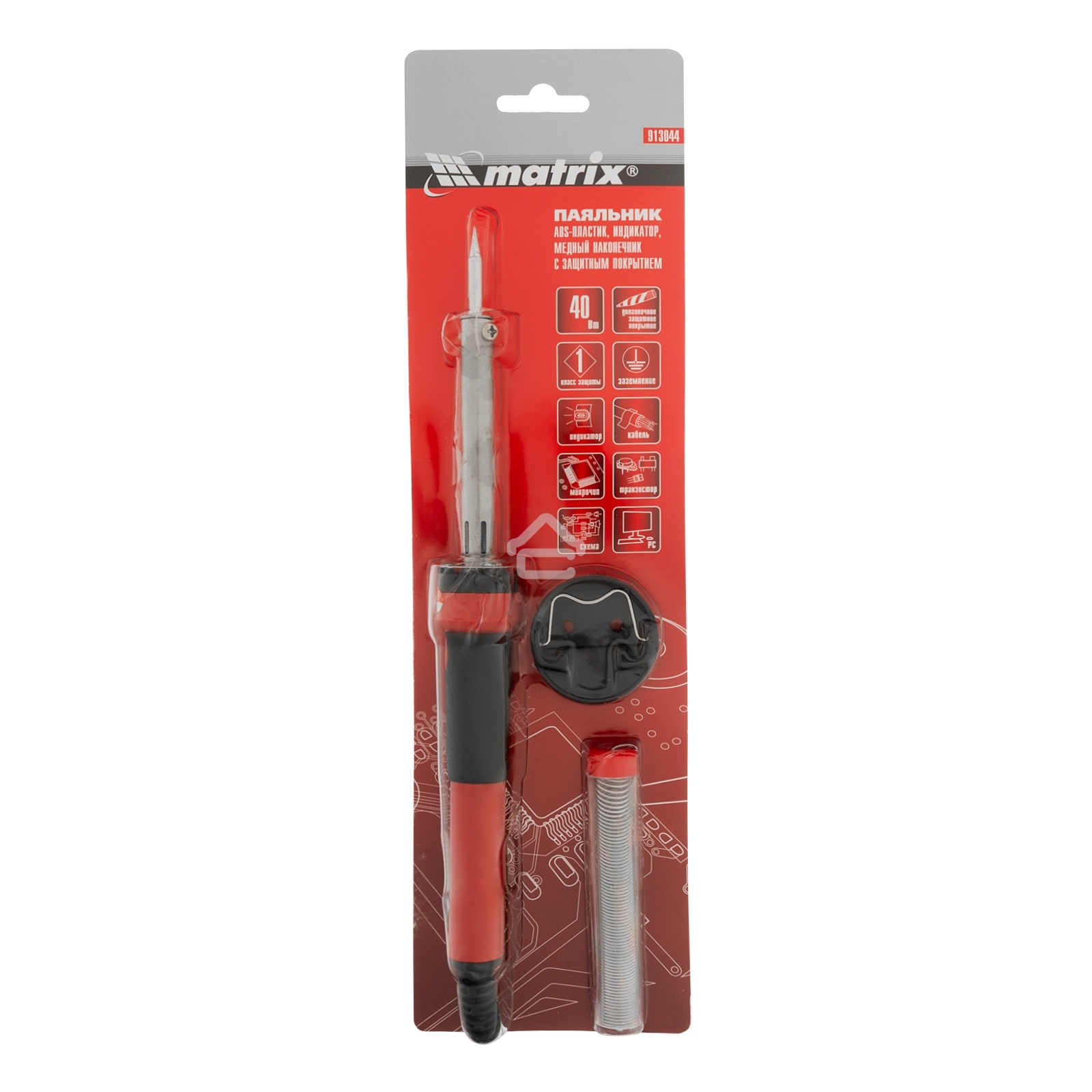 Паяльник Matrix, пл.ABS, класс защиты 1, индикатор,медный наконеч. с долговеч. покрытием,220В,40W