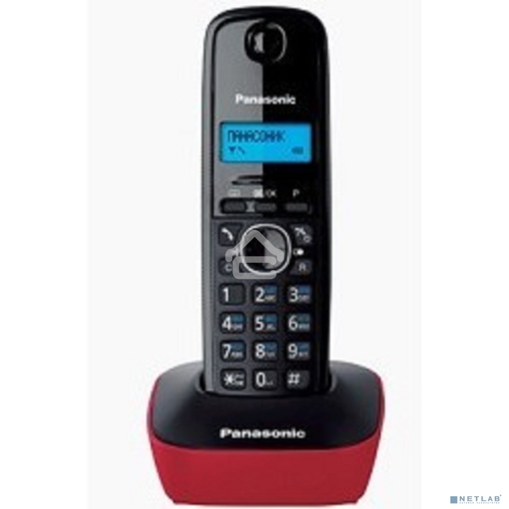 Телефон беспроводной (DECT) Panasonic KX-TG1611RUR (красный) АОН, Caller ID,12 мелодий звонка,подсветка дисплея,поиск трубки
