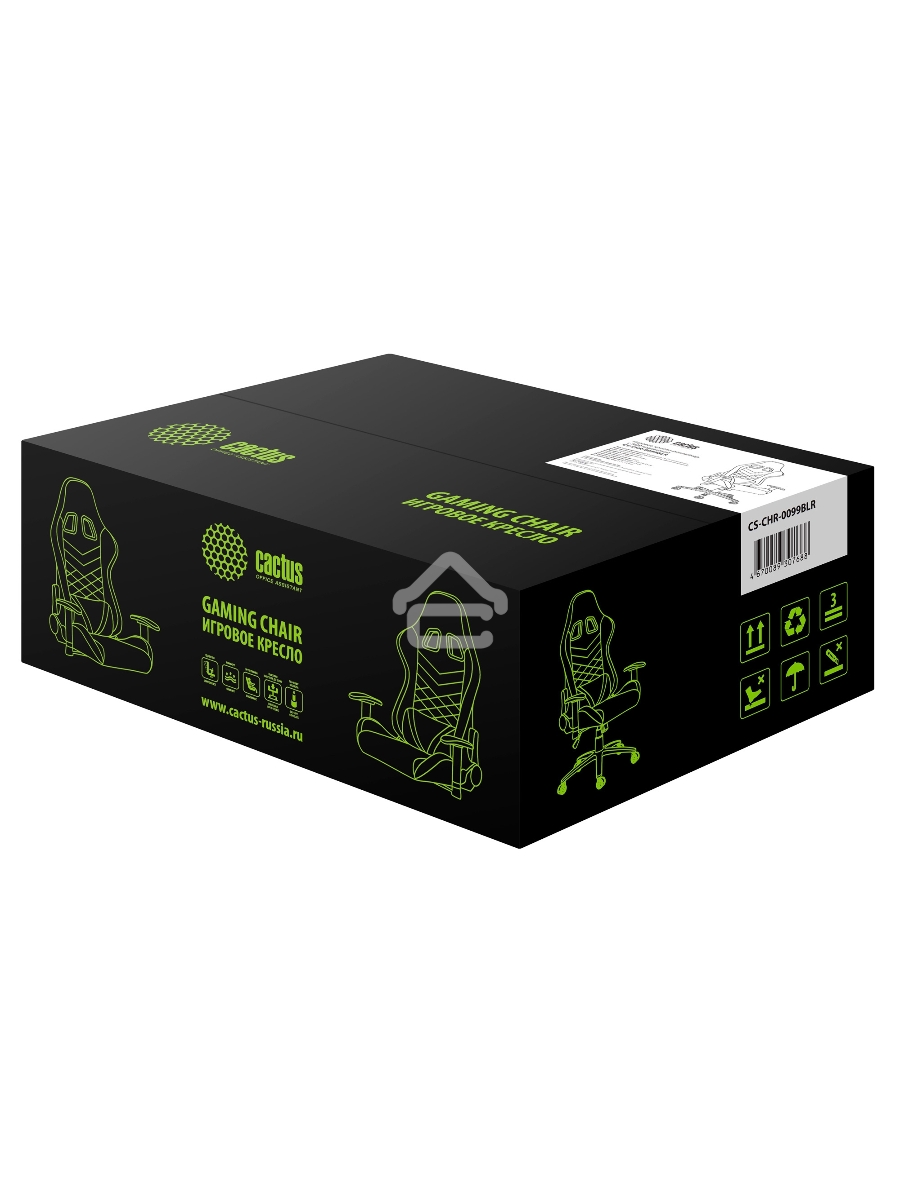 Кресло игровое Cactus CS-CHR-0099BLR черный/красный, сиденье черный/красный, эко.кожа, с подголов. крестовина металл, пластик черный