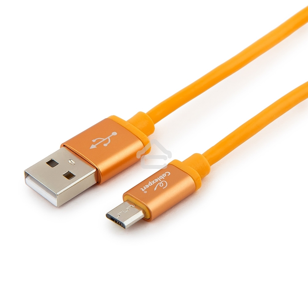 Кабель USB2.0 Cablexpert CC-S-mUSB01O-1M, AM/microB, серия Silver, длина 1м, оранжевый, блистер