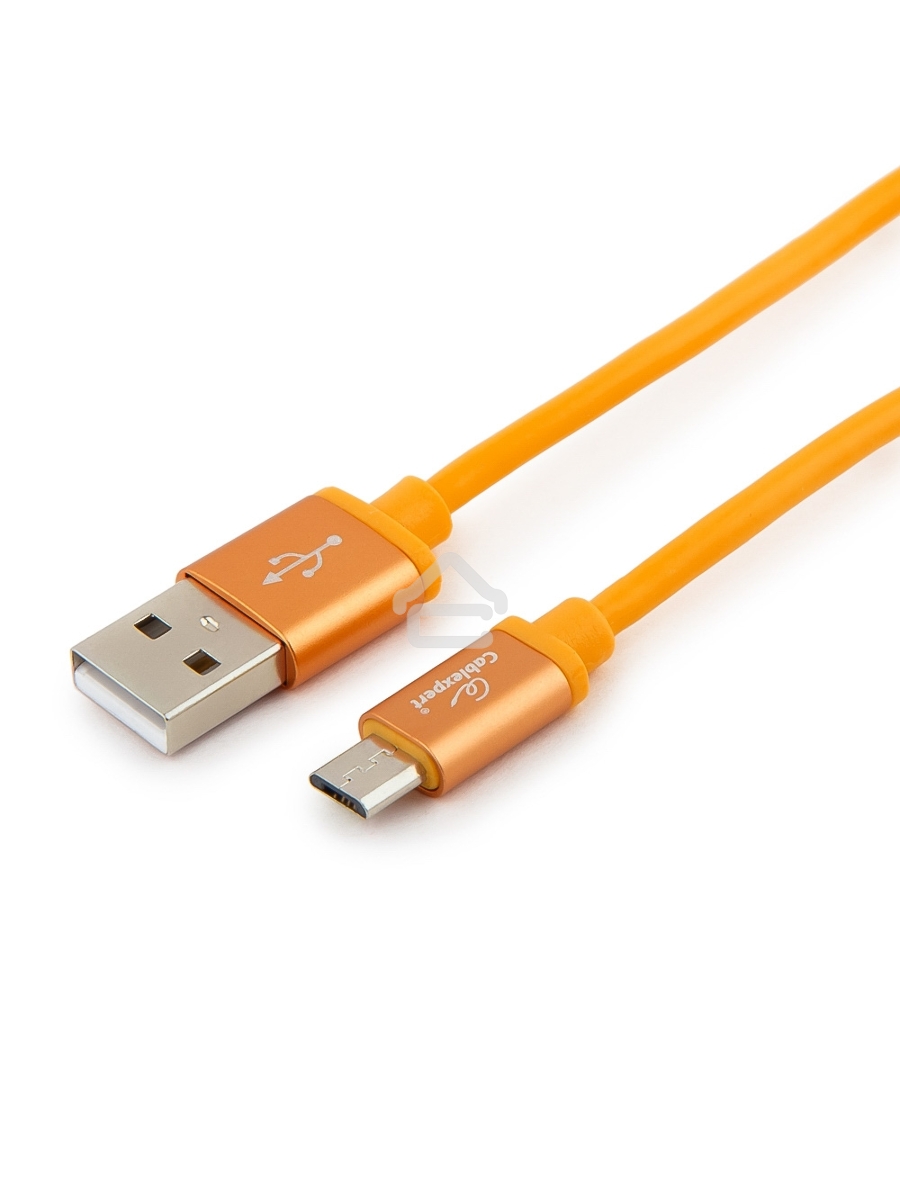 Кабель USB 2.0 Cablexpert CC-S-mUSB01O-1M, AM/microB, серия Silver, длина 1м, оранжевый, блистер 
