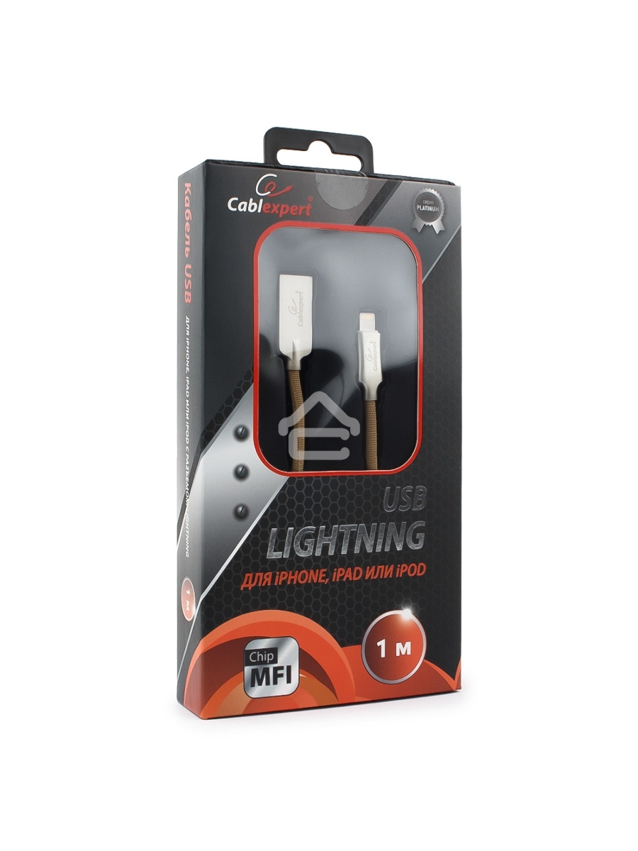 Кабель USB Cablexpert для Apple CC-P-APUSB02Gd-1M, MFI, AM/Lightning, серия Platinum, длина 1м, золотой, блистер
