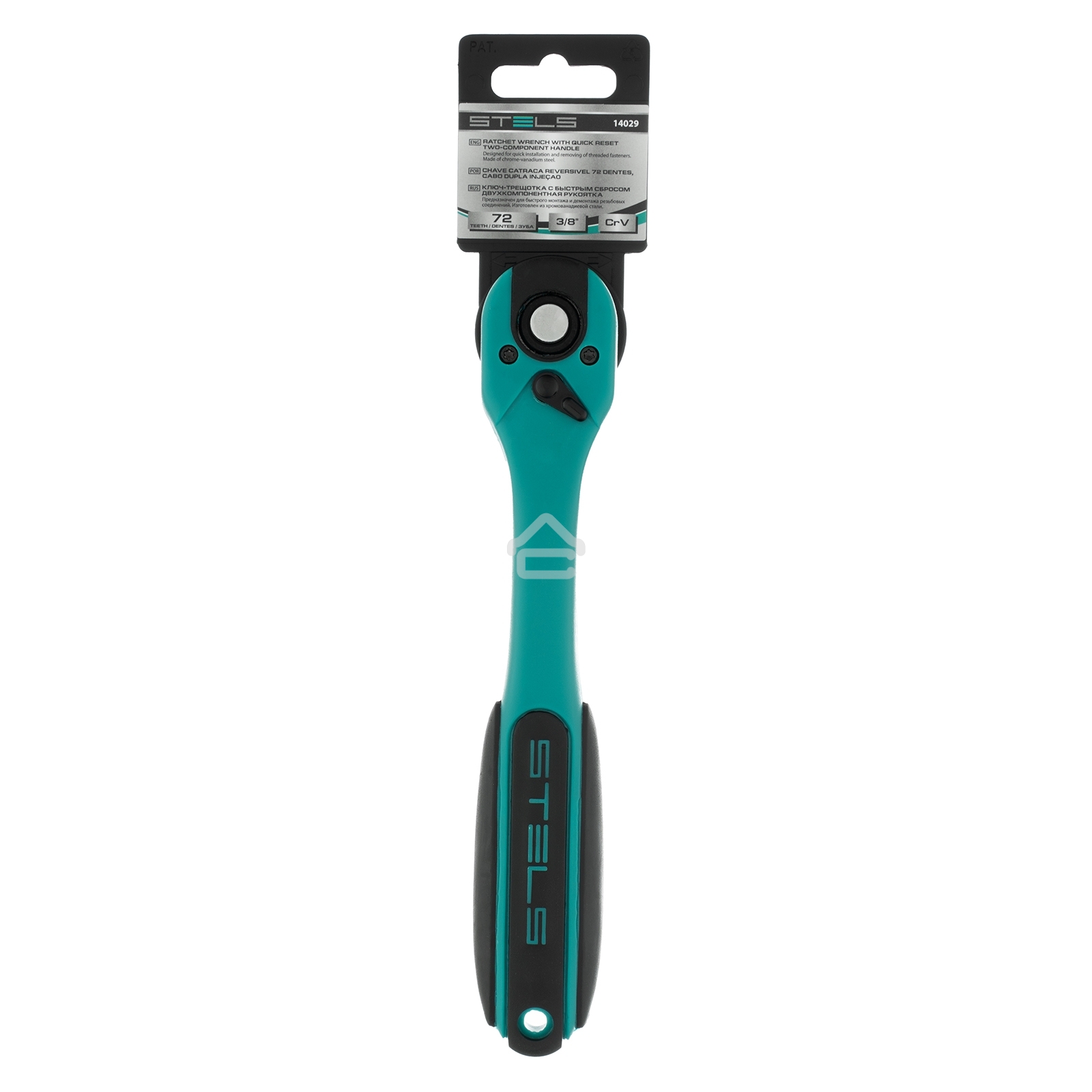 Ключ-трещотка Stels 3/8, 72 зуба, с быстрым сбросом, CrV, 2-х ком. рукоятка
