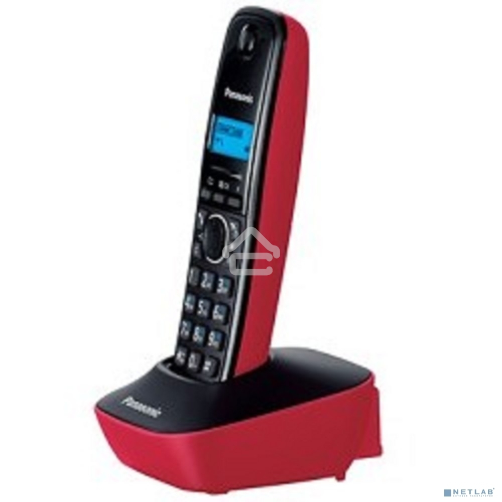 Телефон беспроводной (DECT) Panasonic KX-TG1611RUR (красный) АОН, Caller ID,12 мелодий звонка,подсветка дисплея,поиск трубки