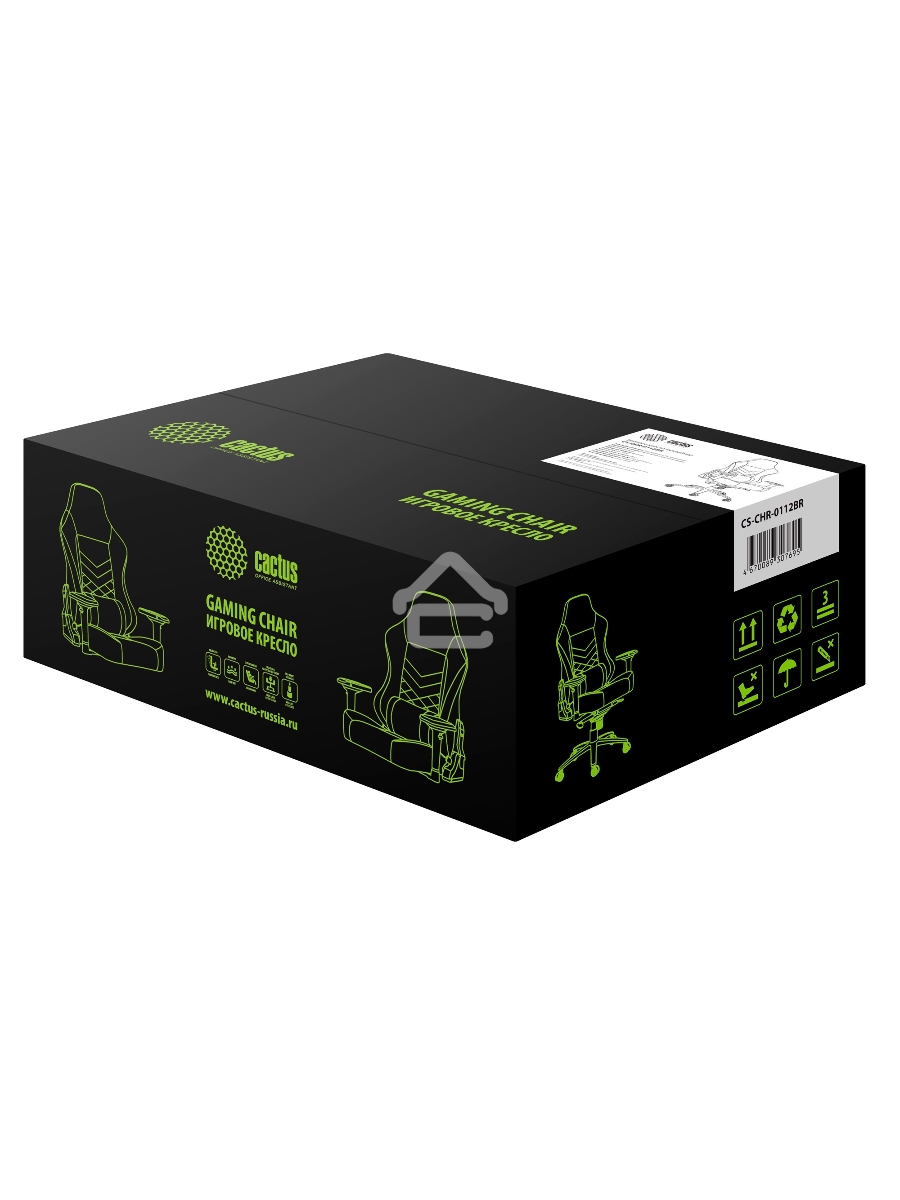 Кресло игровое Cactus CS-CHR-0112BR коричневый, сиденье коричневый, эко.кожа, с подголов. крестовина металл, пластик черный