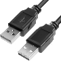 Кабель Greenconnect 1.8m USB 2.0, AM/AM, черный, 28/28 AWG, экран, армированный, морозостойкий, GCR-UM2M-BB2S-1.8m