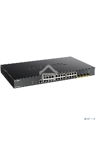 Коммутатор D-Link DGS-1250-28XMP/A1A, L2 Smart Switch with 24 10/100/1000Base-T ports and 4 10GBase-X SFP+ ports (24  PoE ports 802.3af/802.3at (30 W), PoE Budget 370W).16K Mac address, 802.3x Flow Control, 4K