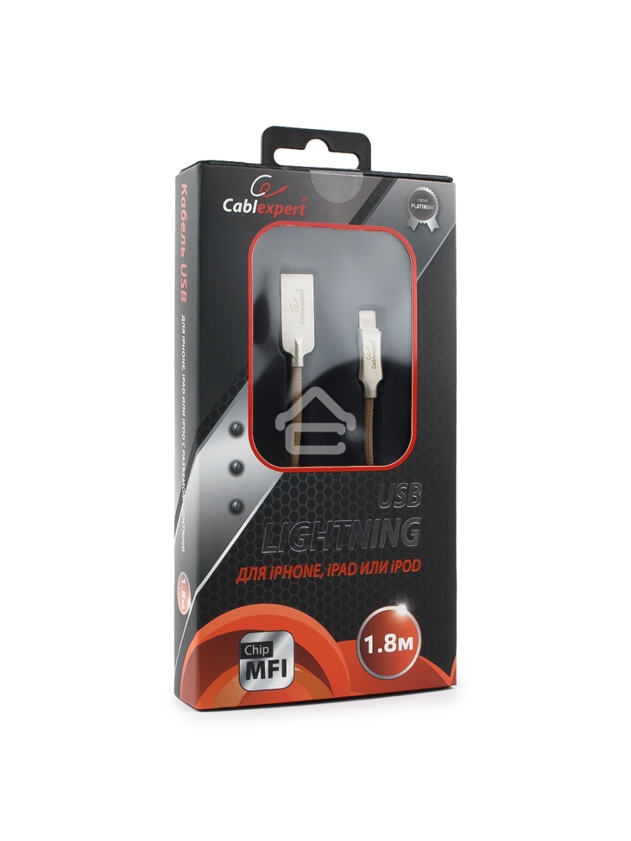 Кабель USB Cablexpert для Apple CC-P-APUSB02Gd-1.8M, MFI, AM/Lightning, серия Platinum, длина 1.8м, золотой, блистер