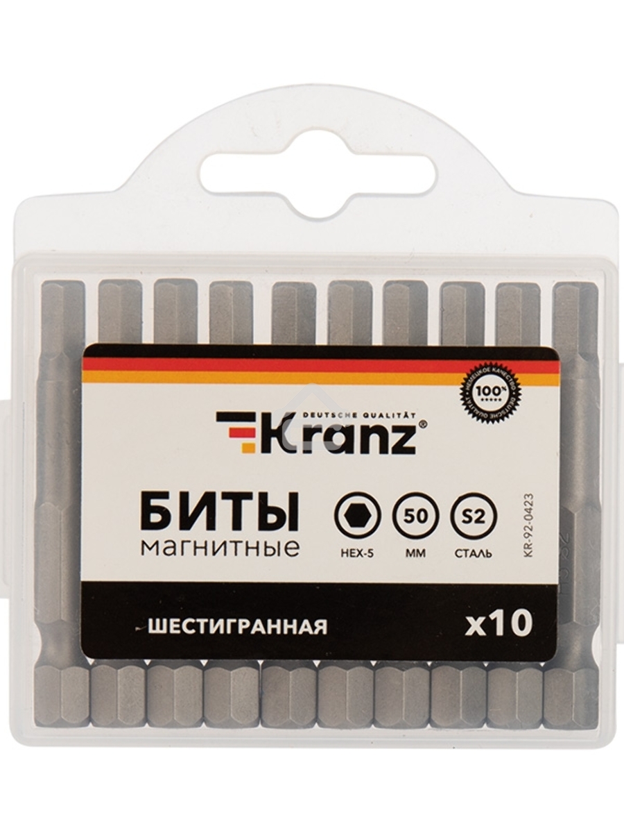 Бита шестигранная HEX-5х50 мм для шуруповерта (упак 10 шт.) Kranz