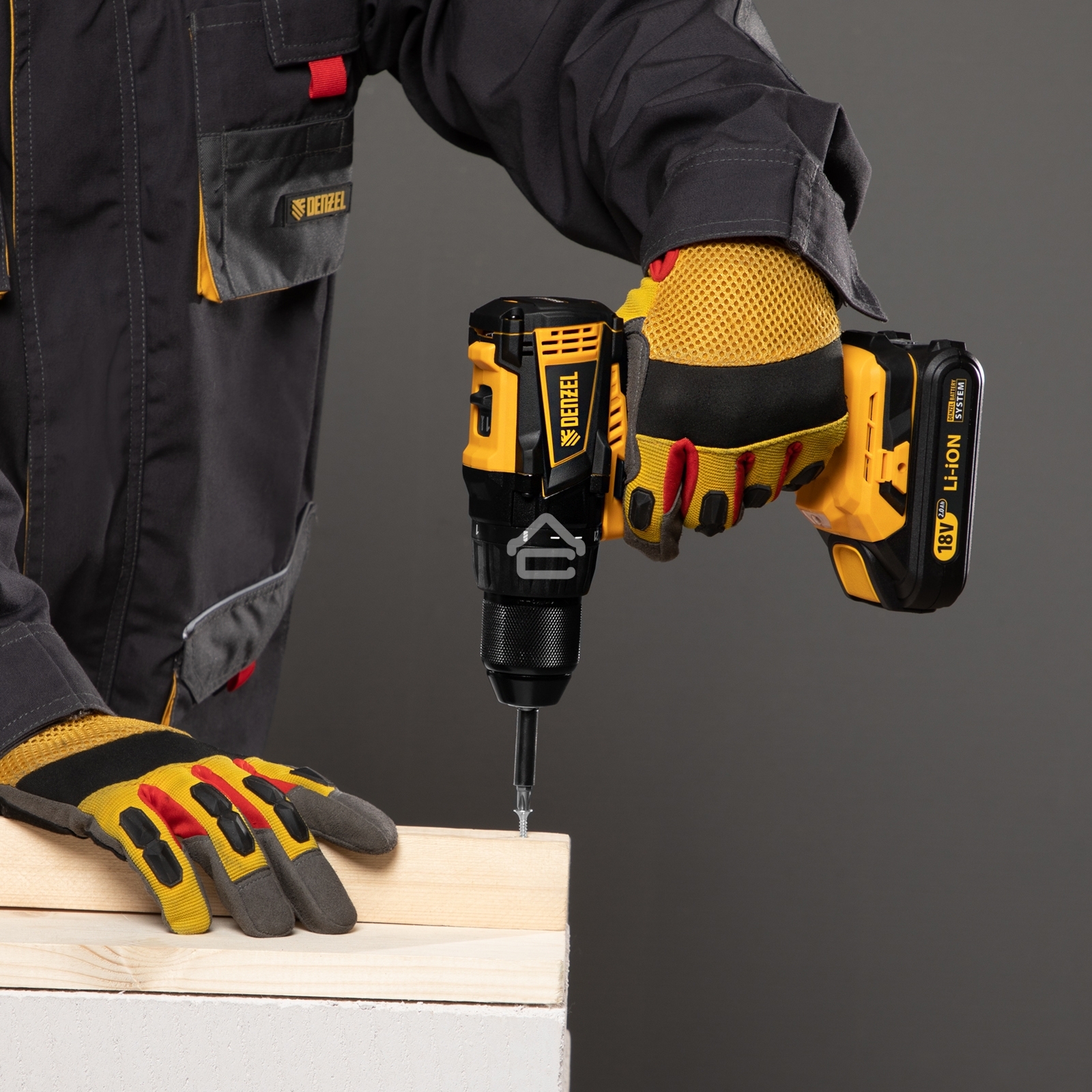 Дрель-шуруповерт аккумуляторная Denzel BLDL-IB-18-02, 18В, 2 АКБ, Кейс