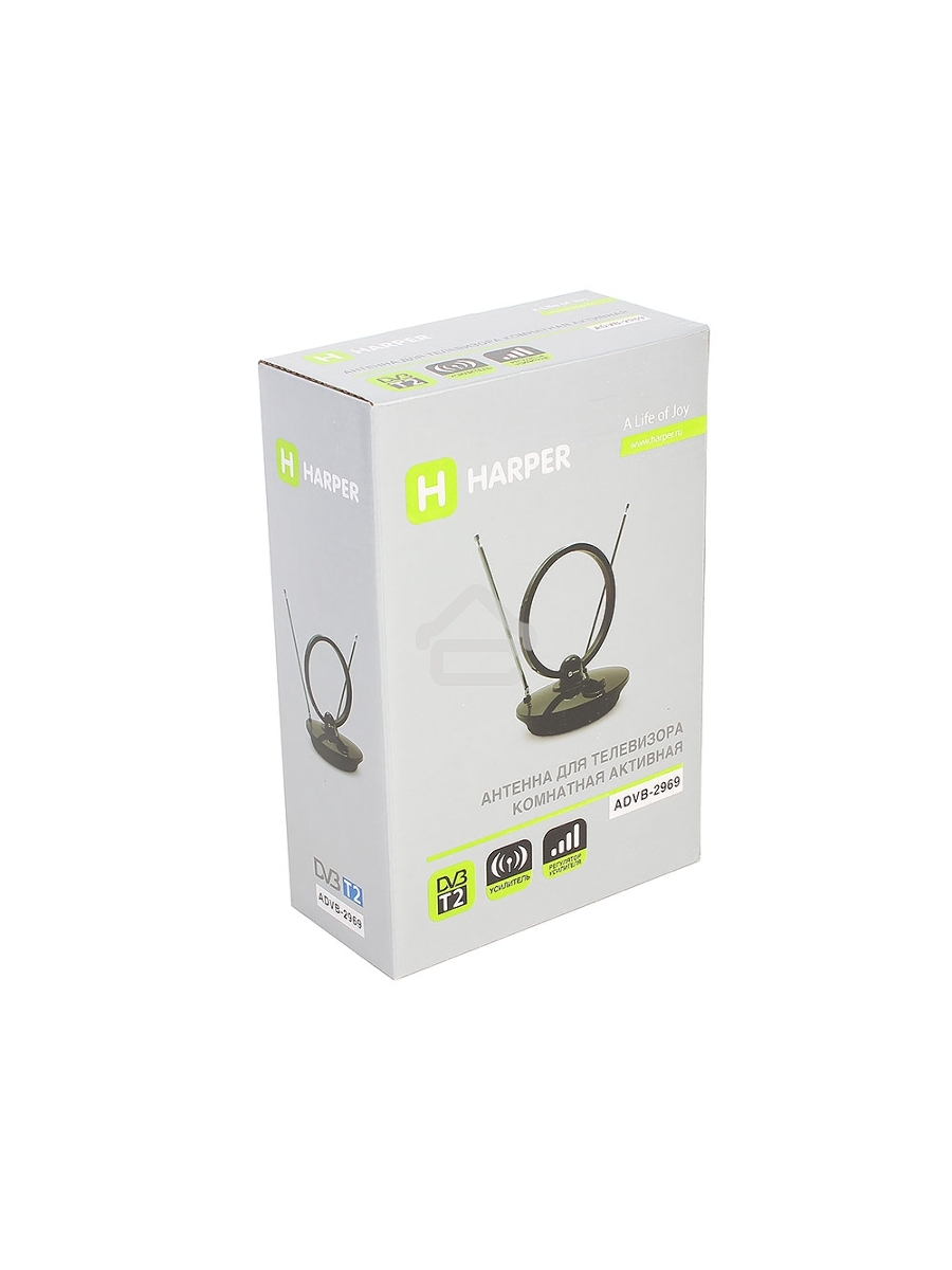 Телевизионная антенна Harper ADVB-2969 (комнатная, активная;DVB-T2; VHF / UHF (174–230 MHz, 470-862 MHz); 25 dB; 75 ; 3 dB; 1м)
