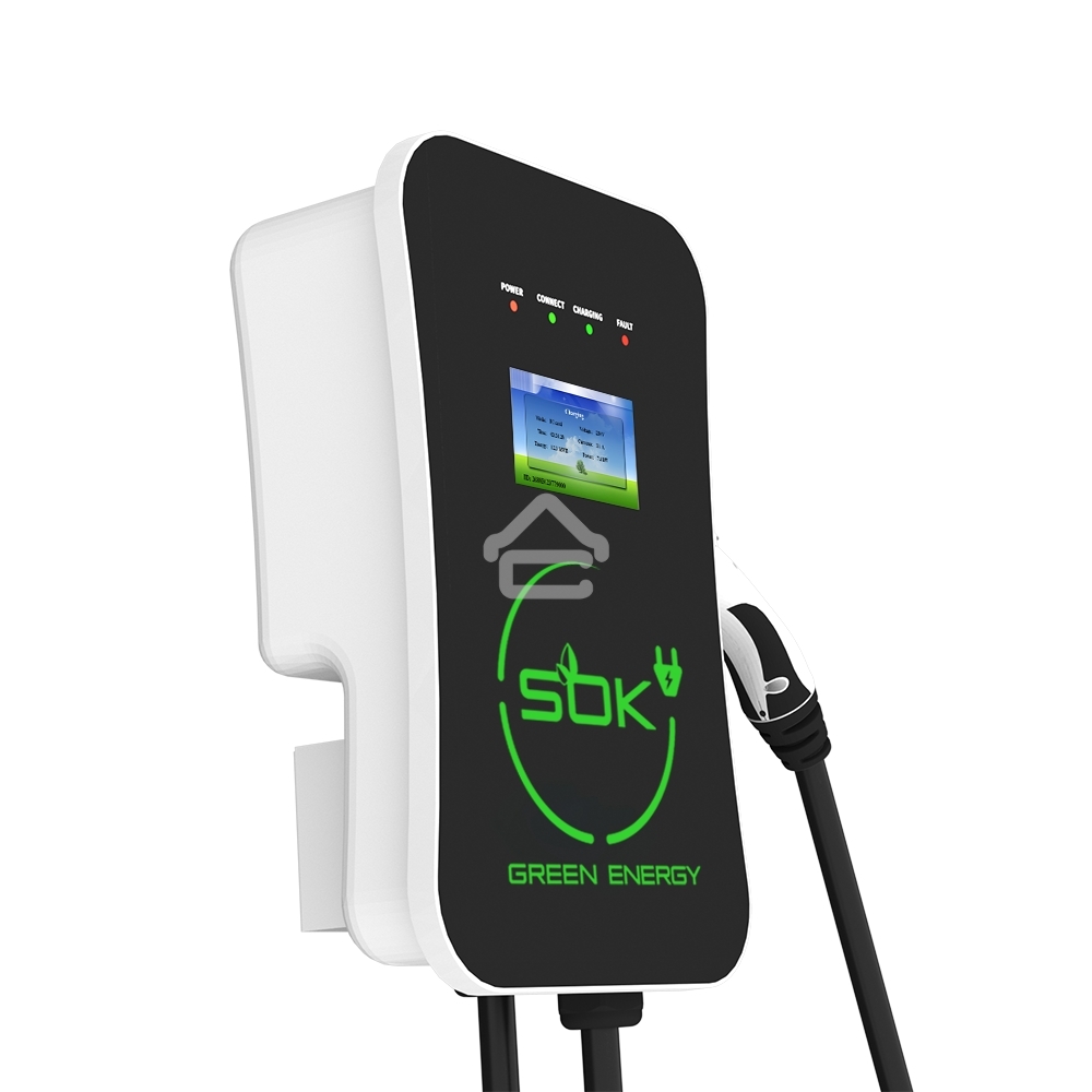 Зарядная станция S'OK Green Energy серии M3W Wallbox EV Charger SM3W10732542-7, 1-фаза, 7кВт (32А/220В), OCPP 1.6J, уровень защиты IP54, кабель 7.5м