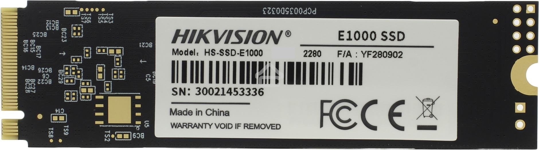 Накопитель SSD Hikvision HS-SSD-E1000/512G Hiksemi, 512Gb, PCIe 3.0 x4, M.2 2280, NVMe, R/W 2000/1610