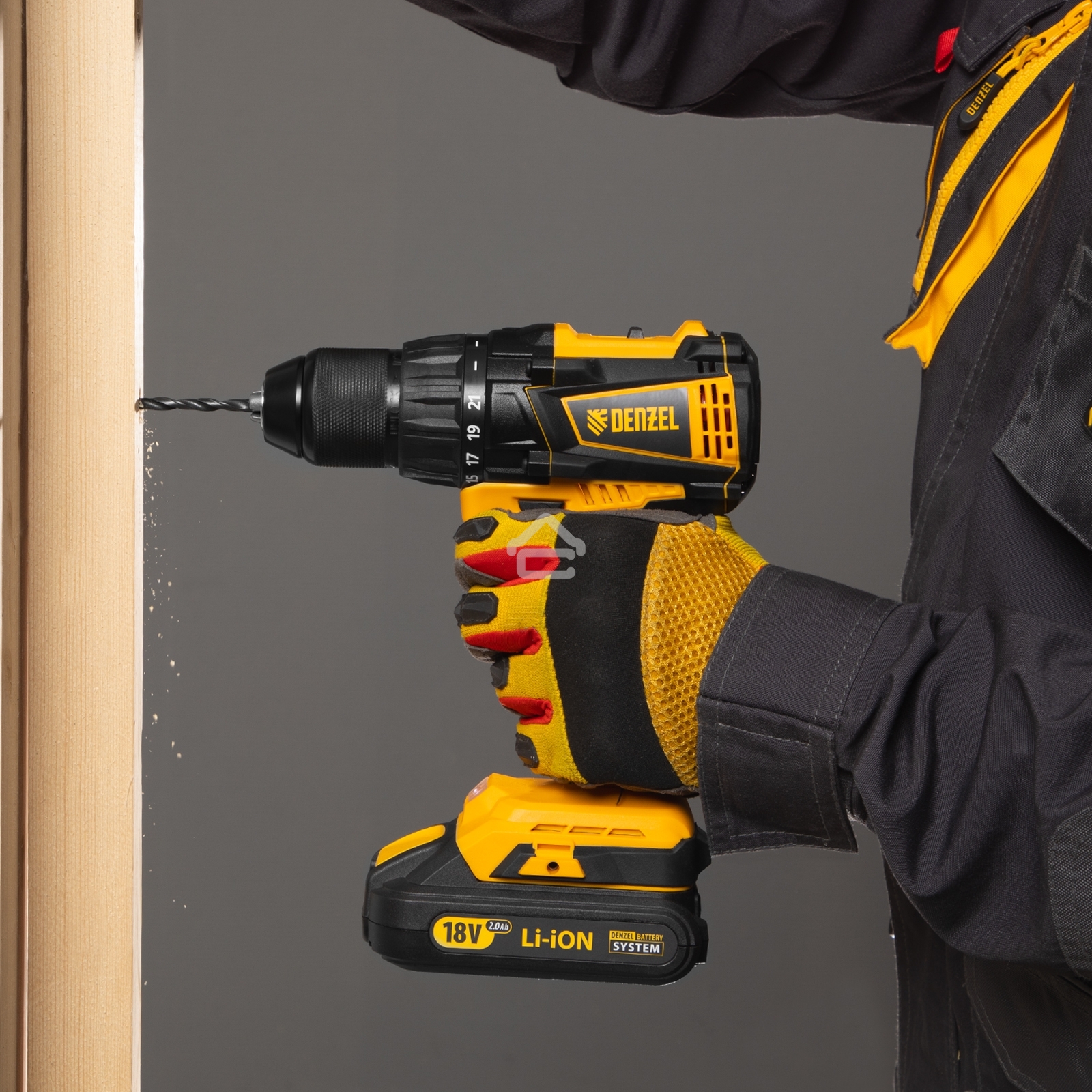 Дрель-шуруповерт аккумуляторная Denzel BLDL-IB-18-02, 18В, 2 АКБ, Кейс