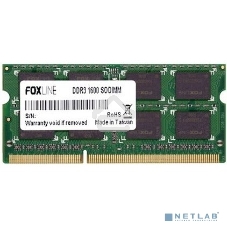 Оперативная память Foxline, DDR3, 8Gb, (1x8 Gb,), 1600 MHz, CL11, SO-DIMM