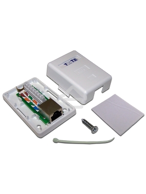 Настенная розетка, 1 порт RJ-45 категории 6, STP, белая
