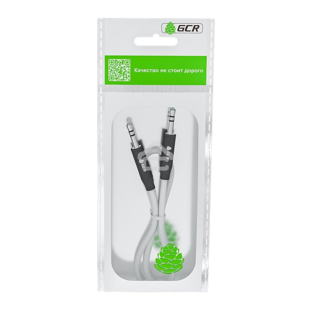 Кабель GCR 3.0m аудио jack 3.5mm/jack 3.5mm белый, AL case черный, M/M, GCR-54752