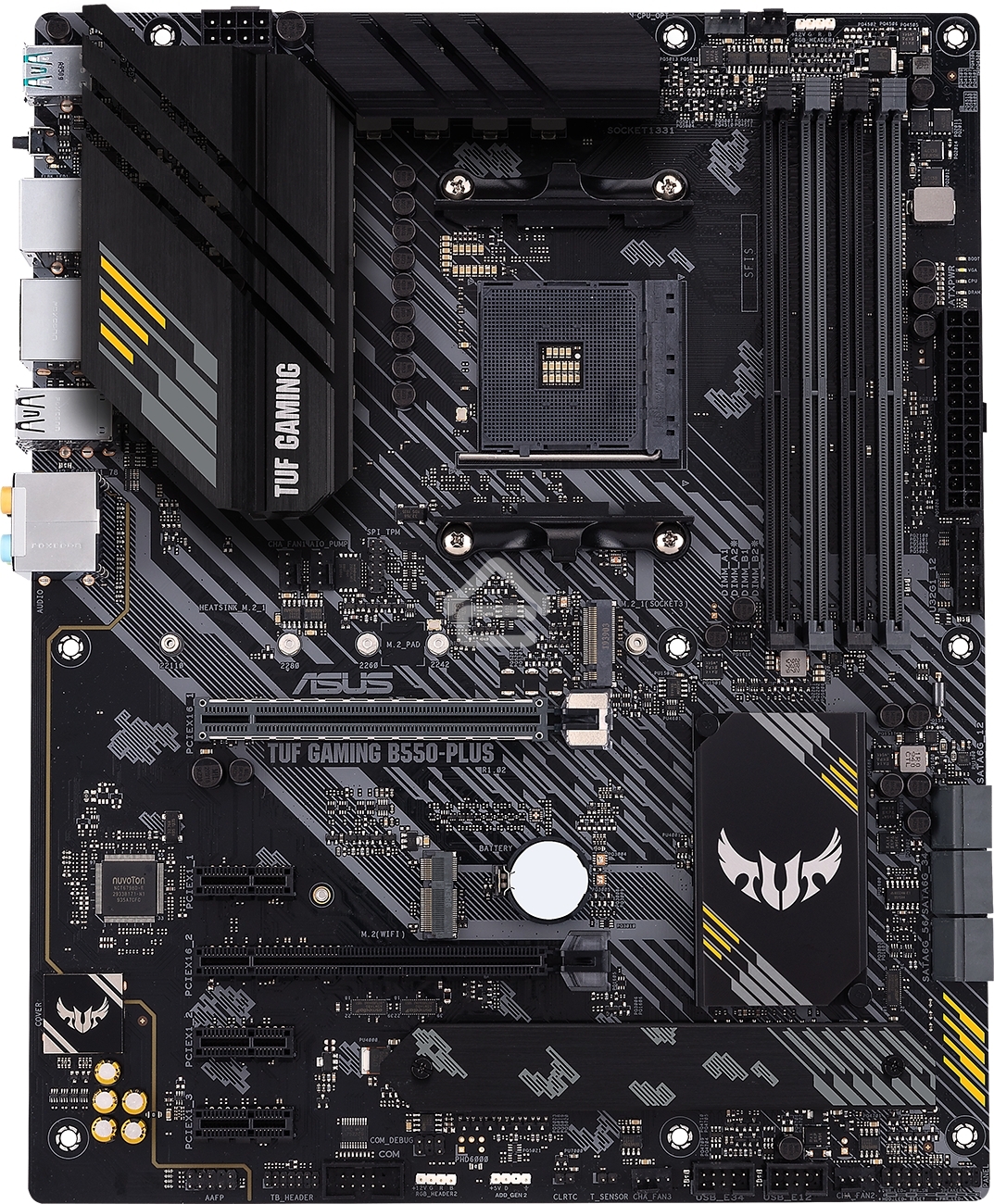 Материнская плата ASUS TUF GAMING B550-PLUS, AM4, AMD B550, 4xDDR4, 6xSATA, 2xM.2, 1xPCIe 4.0 x16, 1xPCIe 3.0 x16, 3xPCIe x1, 1xHDMI, 1xDP, 1x 2.5Gb LAN, 4xUSB-A 3.2 Gen 1, 1xUSB-A 3.2 Gen 2, 2xUSB-A 2.0, 1xUSB-C 3.2 Gen 2, 5x3.5 мм, 7.1, ATX