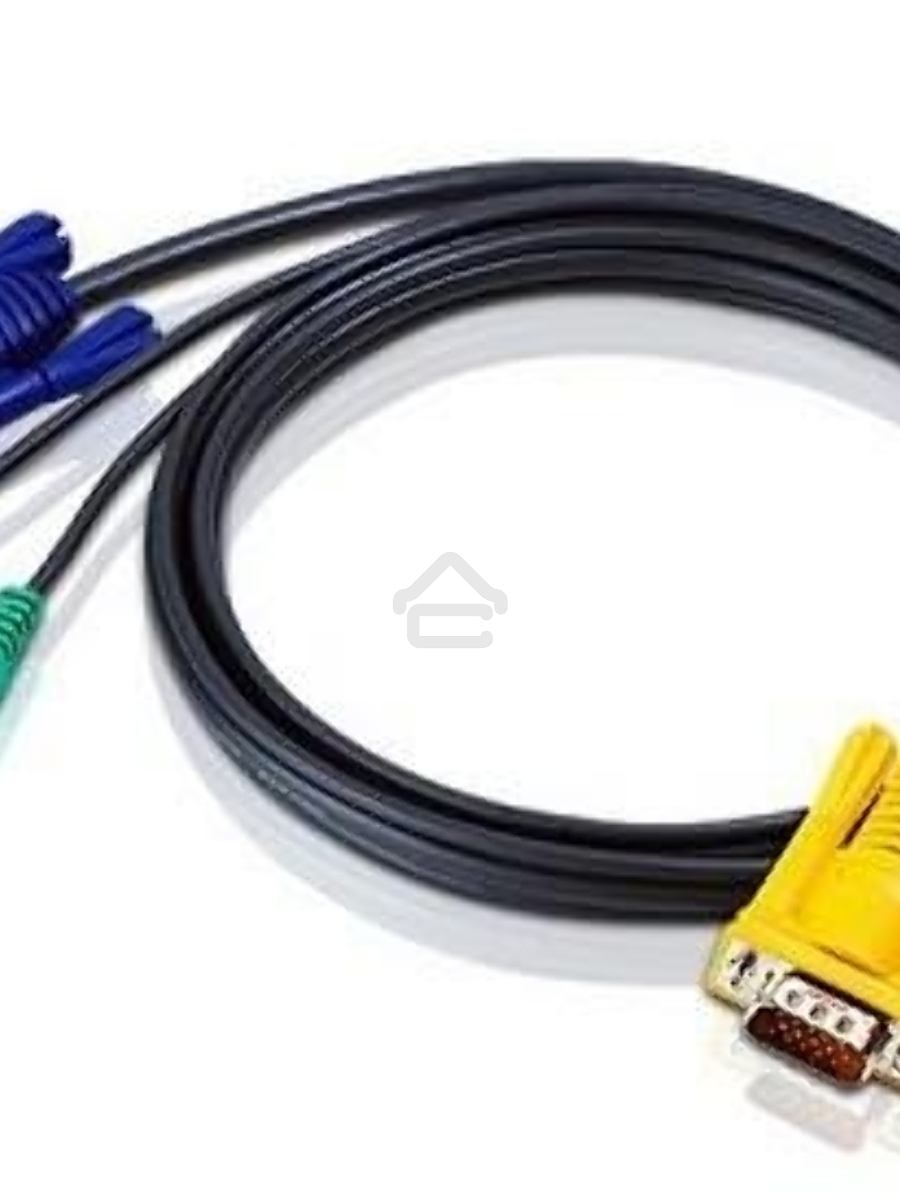 Шнур ATEN, мон+клав+мышь USB, SPHD15=>HD DB15+USB A-Тип, Male-2xMale, 8+4 проводов, опрессованный, 3 метр., черный, (с поддержкой KVM PS/2) (2L-5203UP)