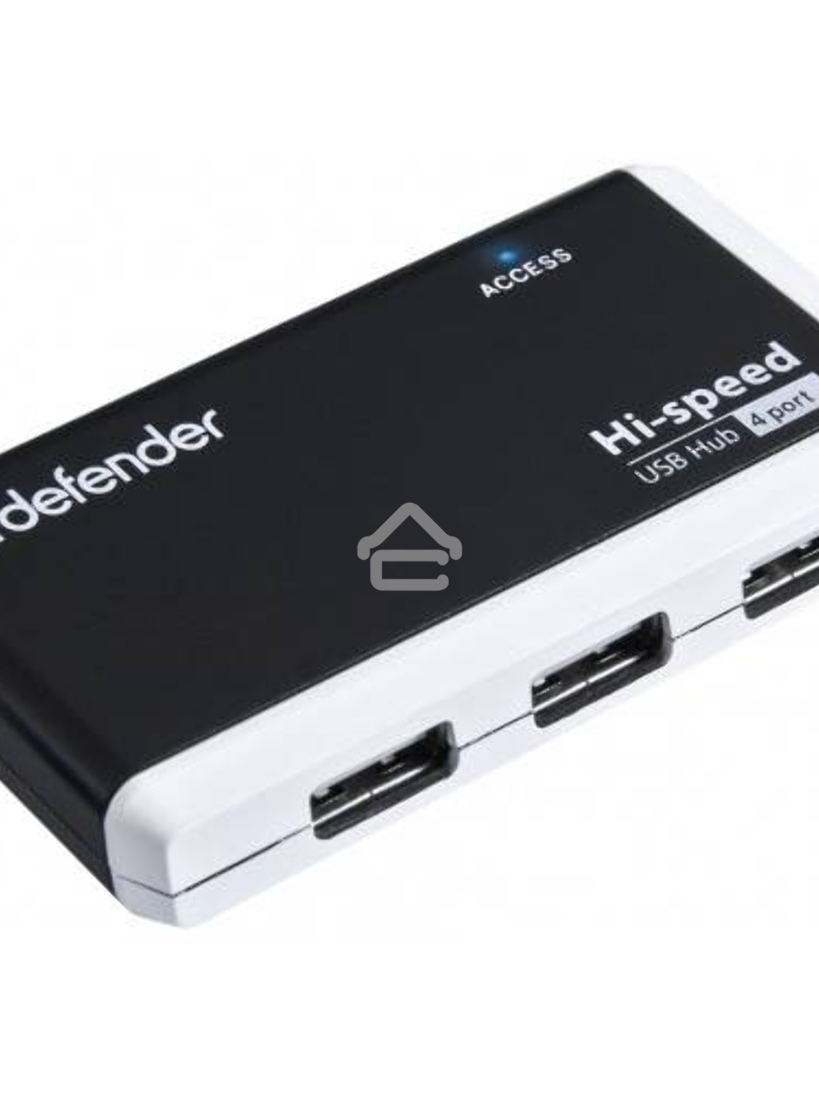Разветвитель USB Defender QUADRO INFIX USB2.0 - 4 порта, скор. - до 480 Мбит/с, + кабель USB 2.0 A(M) - MiniB (M) - 1м.