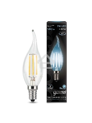 Светодиодная лампа GAUSS 104801207 LED Filament Свеча на ветру E14 7W 580lm 4100К 1/10/50