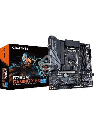 Материнская плата Gigabyte B760M GAMING X AX, LGA 1700, Intel B760, 4xDDR5, 4xSATA, 2xM.2, 1xPCIe 4.0 x16, 1xPCIe 3.0 x16, 1xHDMI, 1xDP, 1x 2.5Gb LAN, 5xUSB-A 2.0, 3xUSB-A 3.2 Gen 1, 3x3.5 мм, 7.1, mATX