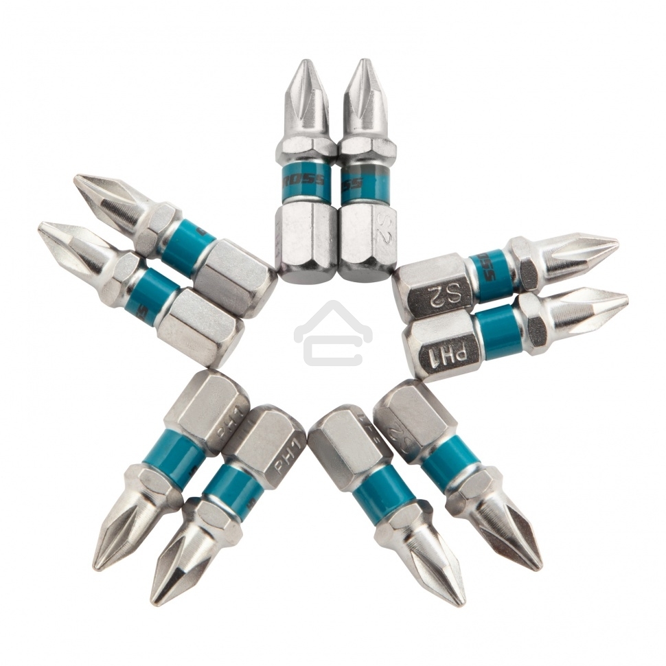 Набор бит Gross PH1х25, сталь S2, 10 шт.