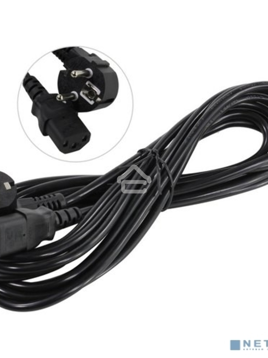 Кабель питания ExeGate Power PC-5P (Евровилка угловая Schuko->С13) VDE-250V-3*0.75-CU, 10A, 5м