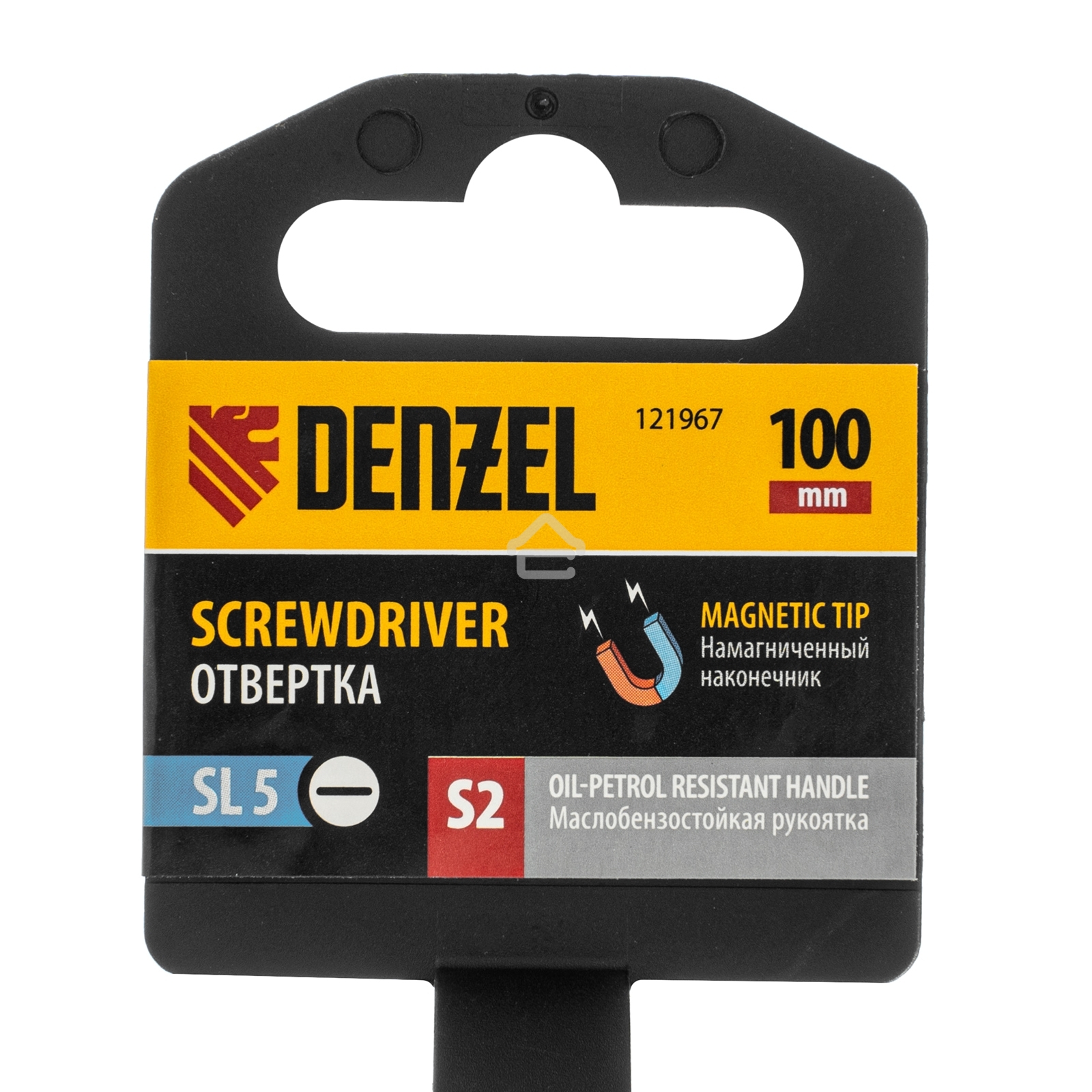 Отвертка Denzel SL5x100 мм, S2, 3к рукоятка