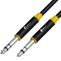 Кабель GCR 3.0m аудио STEREO jack 6,35mm/jack 6,35mm черный, AL case черный, желтая окантовка, M/M