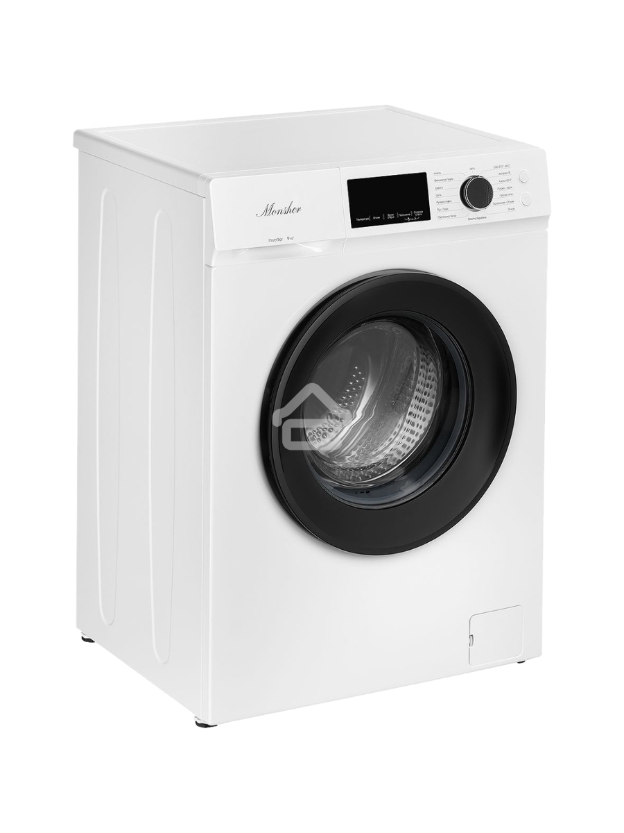 Стиральная машина MONSHER MWM 500 Blanc, отдельностоящая, фронтальная, 16 программ, загрузка 9 кг, 1200 об/мин, сенсорное/механическое управление, инверторный двигатель, отложенный старт, блокировка от детей, энергоэффективность А+++, цвет белый