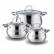 Набор посуды KELLI KL-4209 6 пред. Кастрюля с жаропрочной стекл. крышкой 2.1л. Кастрюля с жаропрочной стекл. крышкой 3л. Кастрюля с жаропрочной стекл. крышкой 4л. Высококачественная нерж. сталь 18/10. 5-ти слойное капсульное дно.