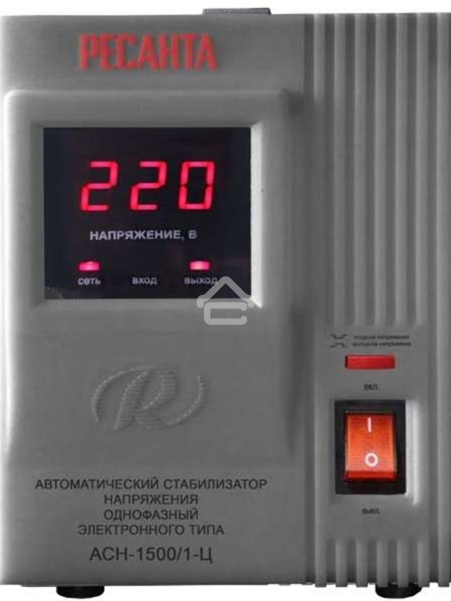 Стабилизатор напряжения Ресанта АСН-1 500/1-Ц 63/6/3 Стабилизатор {220В±8%, Габариты 237х140х170, Вес 4,5 кг}