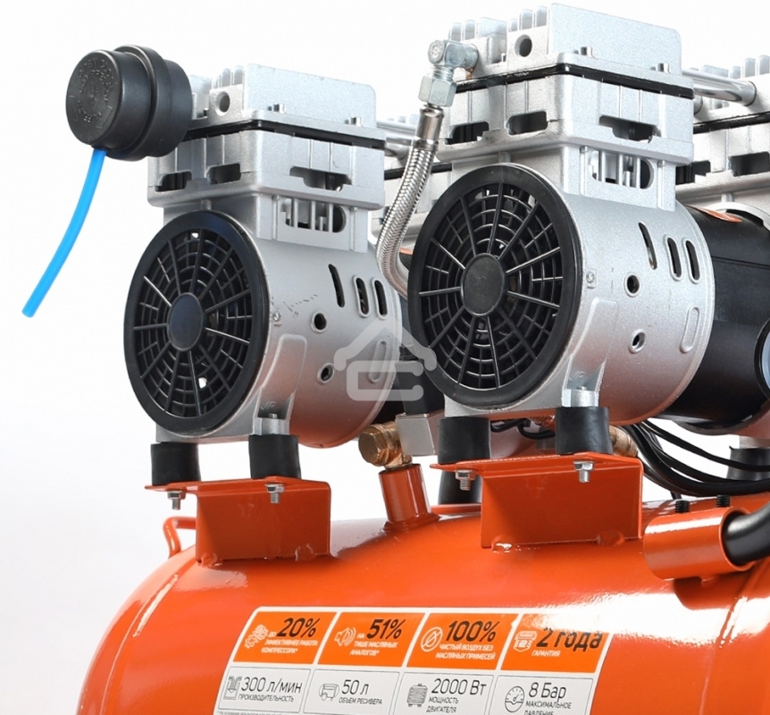 Компрессор поршневой Patriot WO 50-300 безмасляный 300л/мин 50л 2000Вт оранжевый