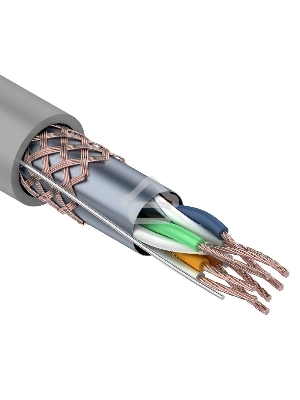 Кабель витая пара REXANT SFTP 4PR 24AWG, CAT5e, STRANDED, бухта 305 м