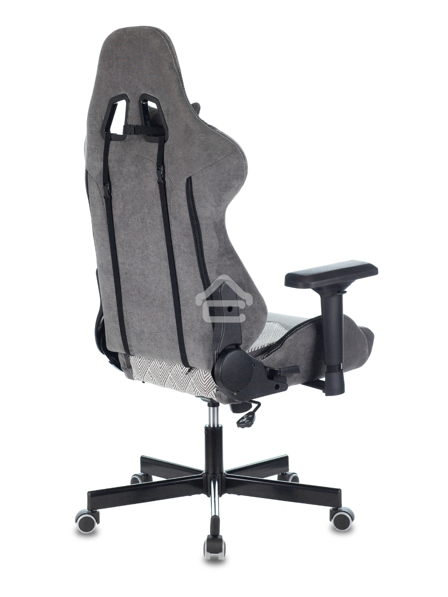Кресло игровое Zombie VIKING 7 KNIGHT Fabric серый Loft ромбик текстиль/эко.кожа с подголов. крестовина металл