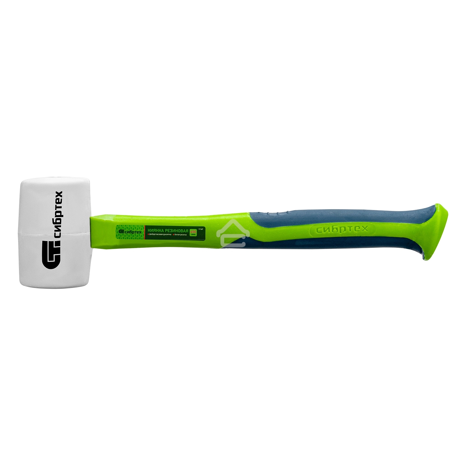 Киянка резиновая, 450г, белая резина, фибергласовая рукоятка Сибртех