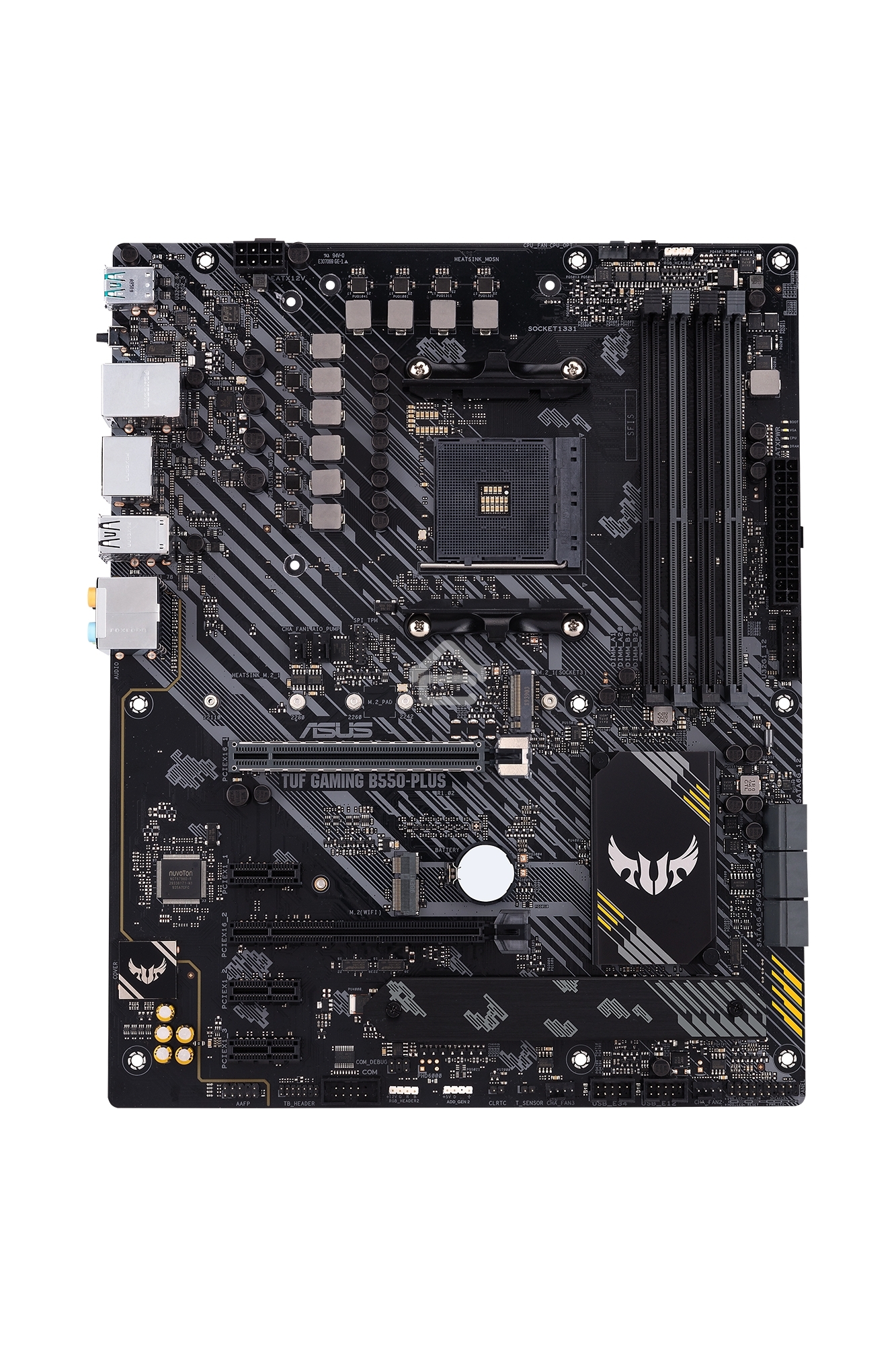 Материнская плата ASUS TUF GAMING B550-PLUS, AM4, AMD B550, 4xDDR4, 6xSATA, 2xM.2, 1xPCIe 4.0 x16, 1xPCIe 3.0 x16, 3xPCIe x1, 1xHDMI, 1xDP, 1x 2.5Gb LAN, 4xUSB-A 3.2 Gen 1, 1xUSB-A 3.2 Gen 2, 2xUSB-A 2.0, 1xUSB-C 3.2 Gen 2, 5x3.5 мм, 7.1, ATX