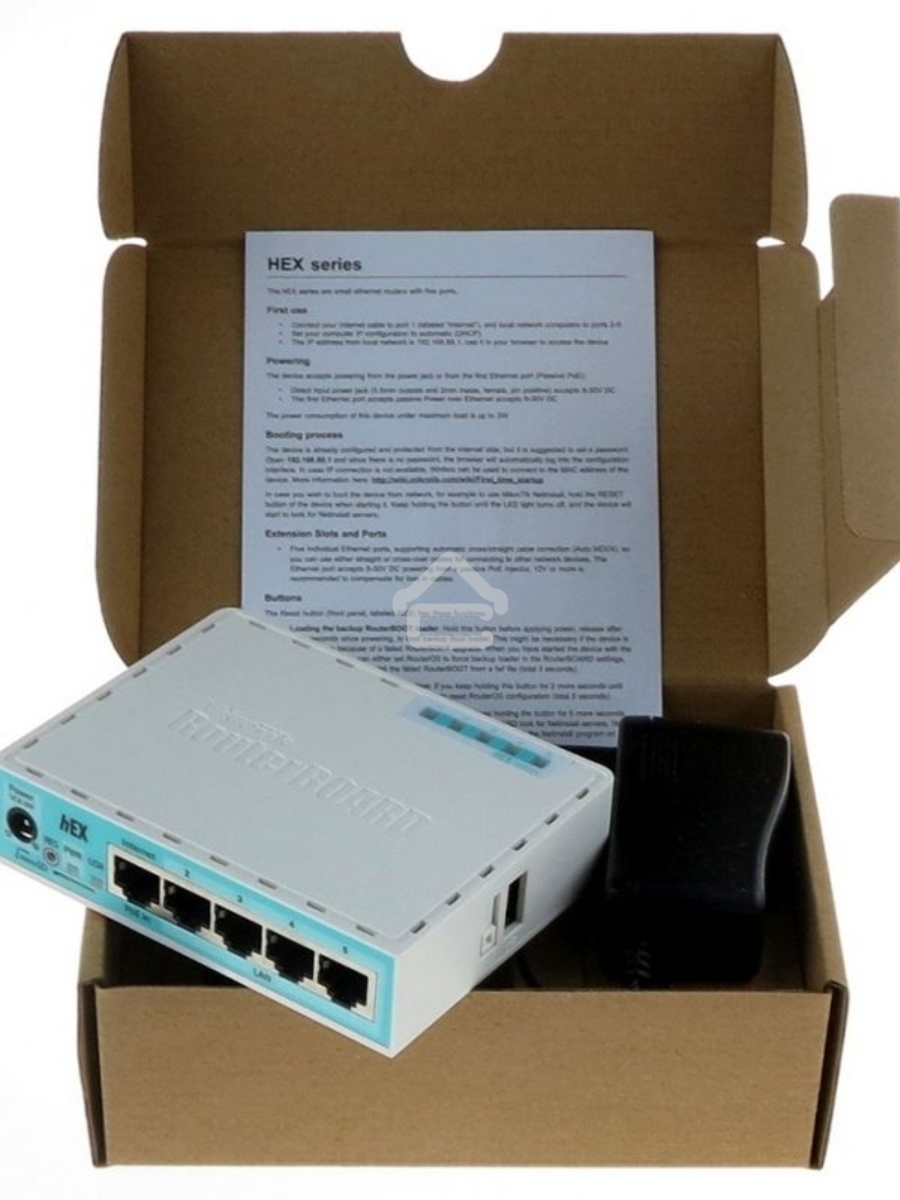 Роутер MikroTik RB750Gr3 hEX (RouterOS L4) with power supply and case 5 port 10/100/1000 гигабитный высокопроизводительный Ethernet
