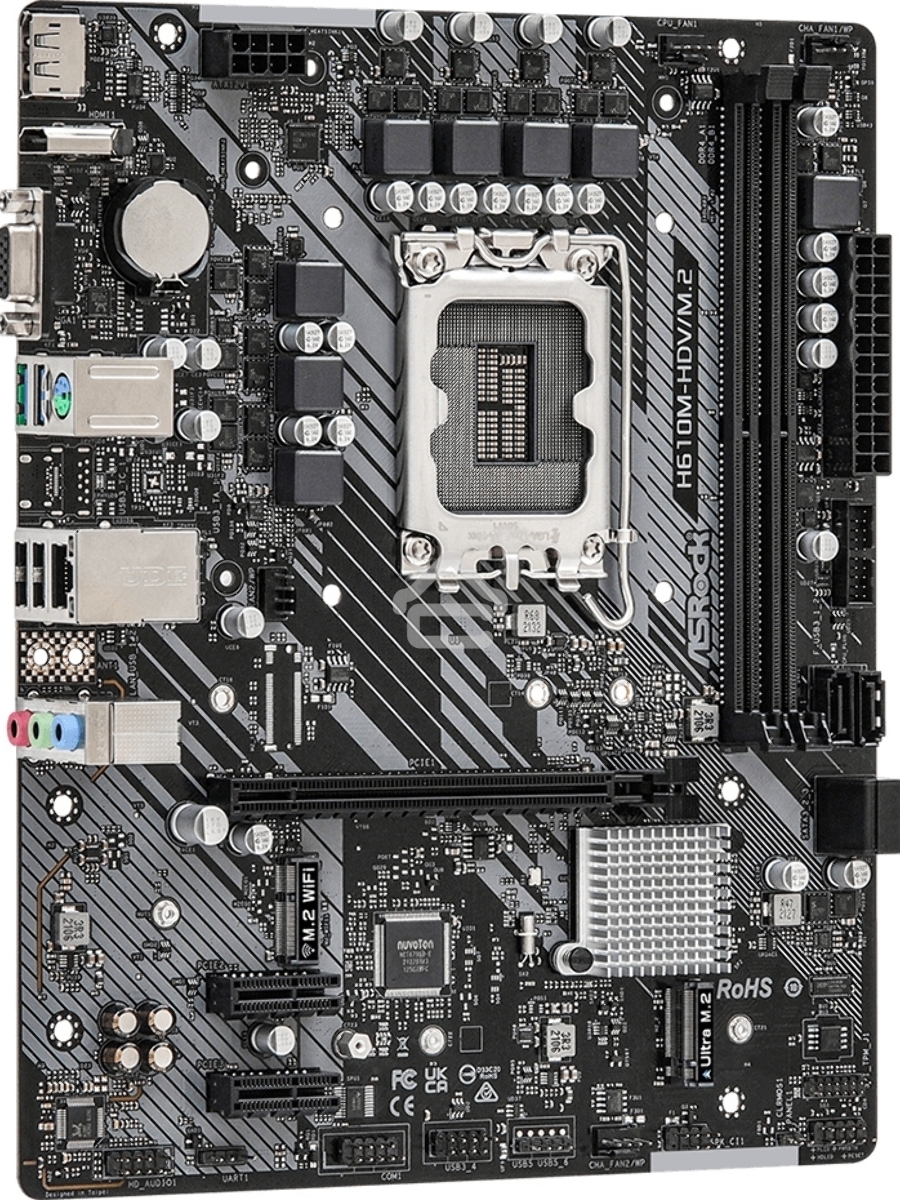 Материнская плата ASRock H610M-H2/M.2 D5, LGA 1700, Intel H610, 2xDDR5, 4xSATA, 1xM.2, 1xPCIe 4.0 x16, 1xPCIe x1, 2xHDMI, 1x 1Gb LAN, 4xUSB-A 2.0, 2xUSB-A 3.2 Gen 1, 3x3.5 мм, 7.1, mATX