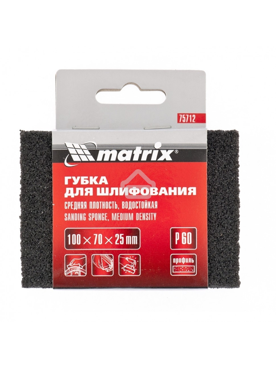 Губка для шлифования, 100 х 70 х 25 мм, средняя плотн., P 80 Matrix
