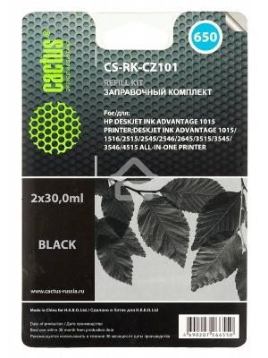 Заправочный набор Cactus CS-RK-CZ101 черный для HP DeskJet 2515/3515 (2*30ml)