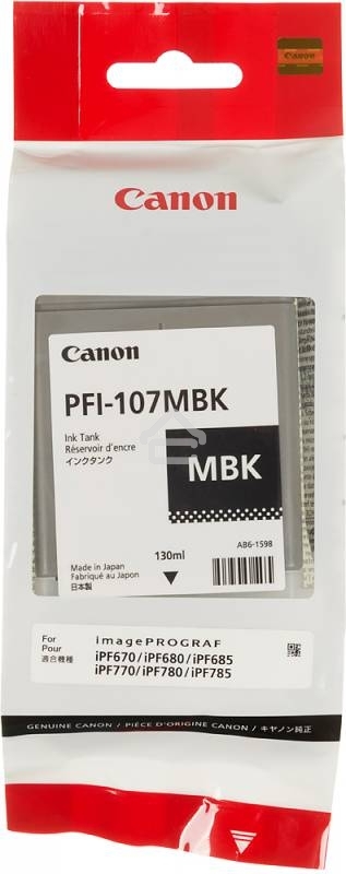 Картридж струйный Canon PFI-107MBK (6704B001) черный матовый (130 мл) для Canon iP F680/685/780/785