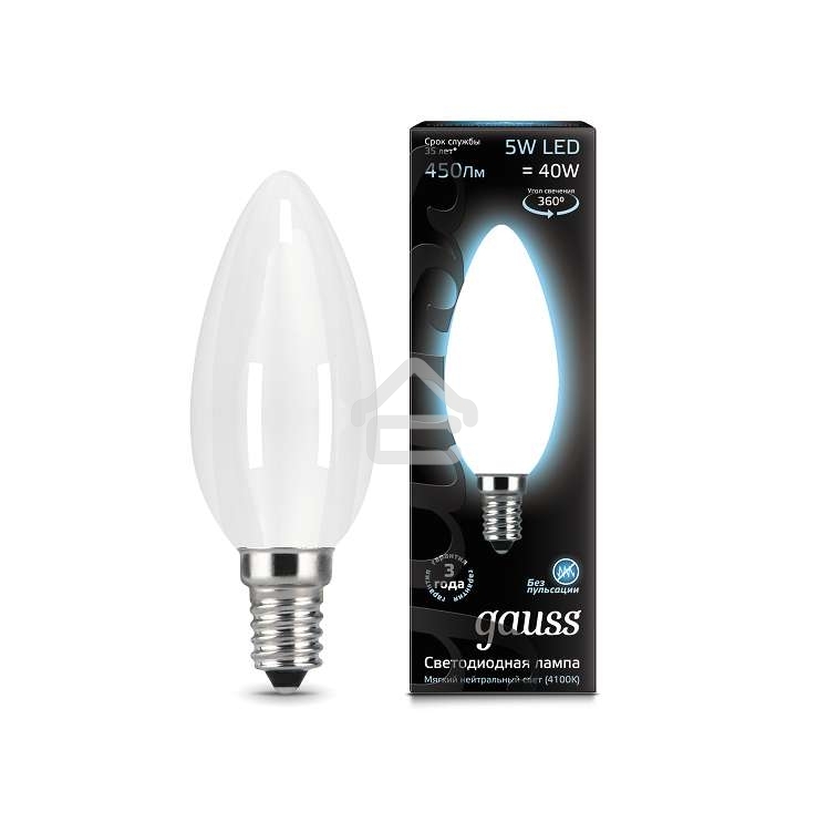 Лампа светодиодная Gauss Filament Свеча E14 5Вт 4100К OPAL