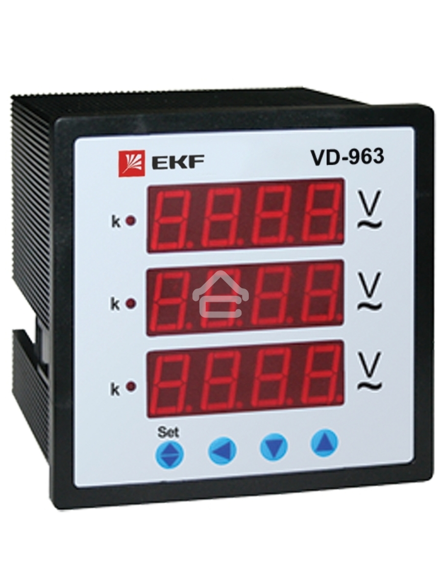 Вольтметр цифровой VD-963 на панель 96х96 трехфазный EKF vd-963