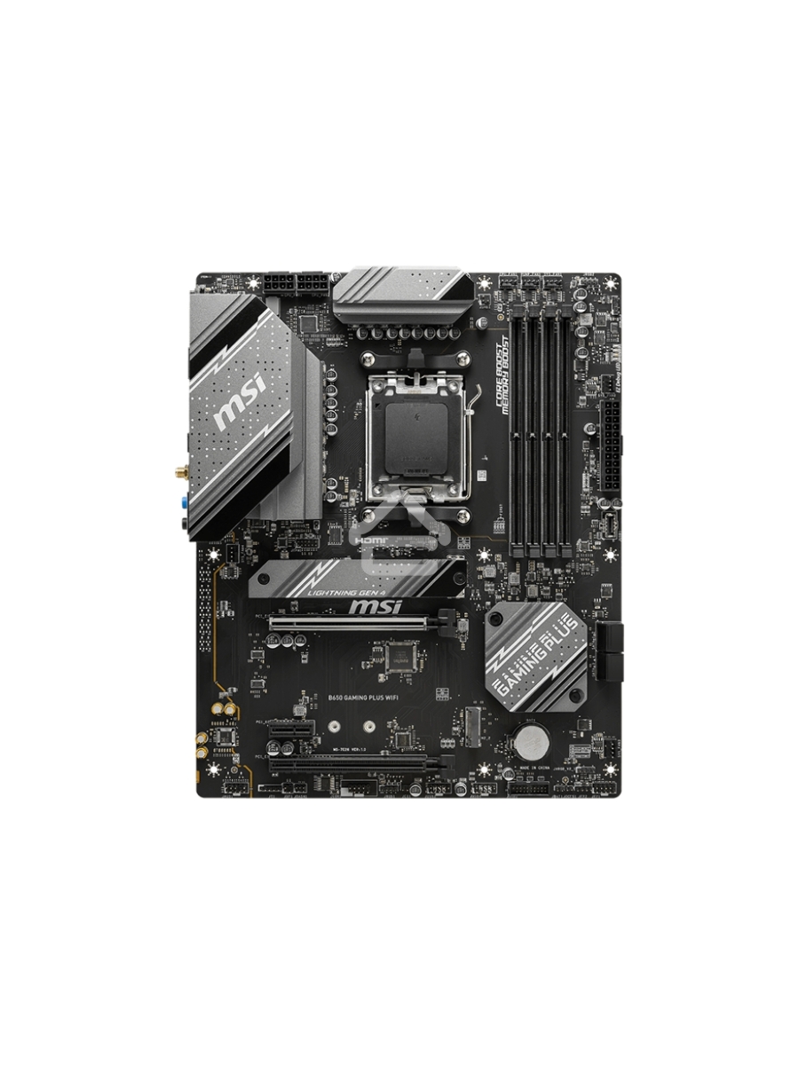 Материнская плата MSI B650 GAMING PLUS WIFI, AM5, AMD B650, 4xDDR5, 4xSATA, 2xM.2, 1xPCI-E 4.0 x16, 1xPCI-E 4.0 x4, 1xDisplayPort, 1xHDMI, 1x 2.5Gb LAN, 4xUSB 3.2 Gen 1, 3xUSB 3.2 Gen 2, 6x3.5 мм, 7.1, Standard-ATX