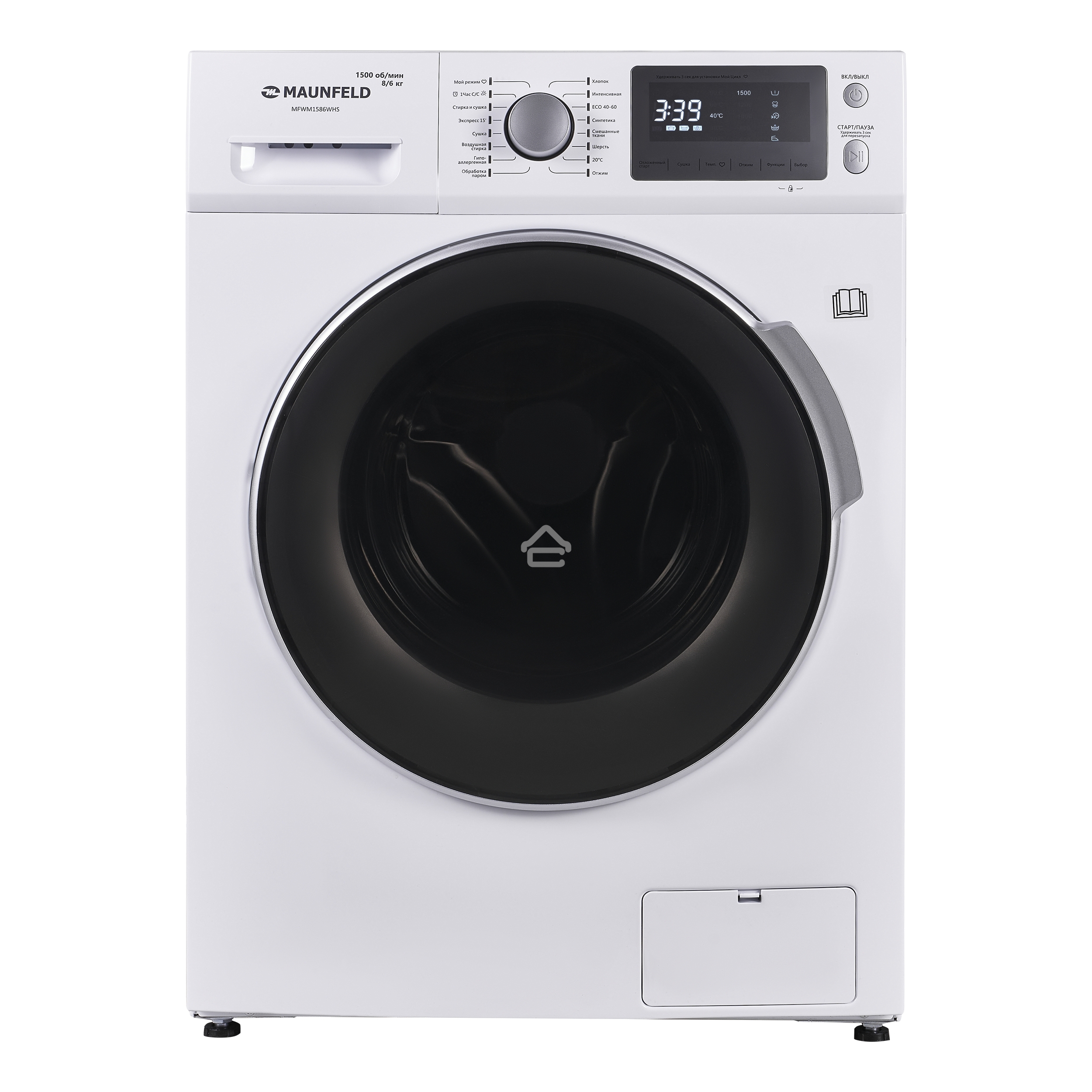 Стирально-сушильная машина Maunfeld MFWM1586WHS белая, загрузка фронтальная 8 кг, 1200об/мин, класс А