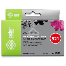 Картридж струйный Cactus CS-CLI521M пурпурный (8,4 мл) для Canon Pixma MP540/MP550/MP620/MP630/MP640/MP980/MP990/MX860/iP3600/iP4600/iP4700